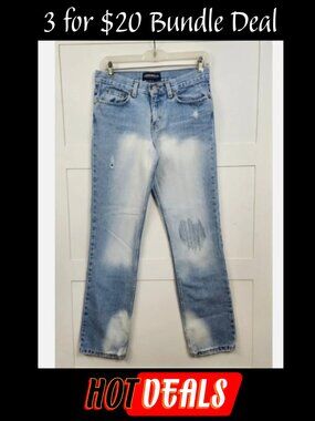 London Jean Women’s Light Wash Distressed Straight Leg Victoria's Secret Sz 6